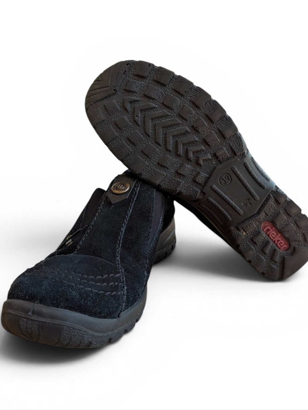 Rieker Black Women's Walking Slip-On Suede Sneakers - Picture 7 of 9